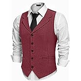 COOFANDY Men's Suit Vests Slim Fit Waistcoat Notch Lapel Casual Formal Vest