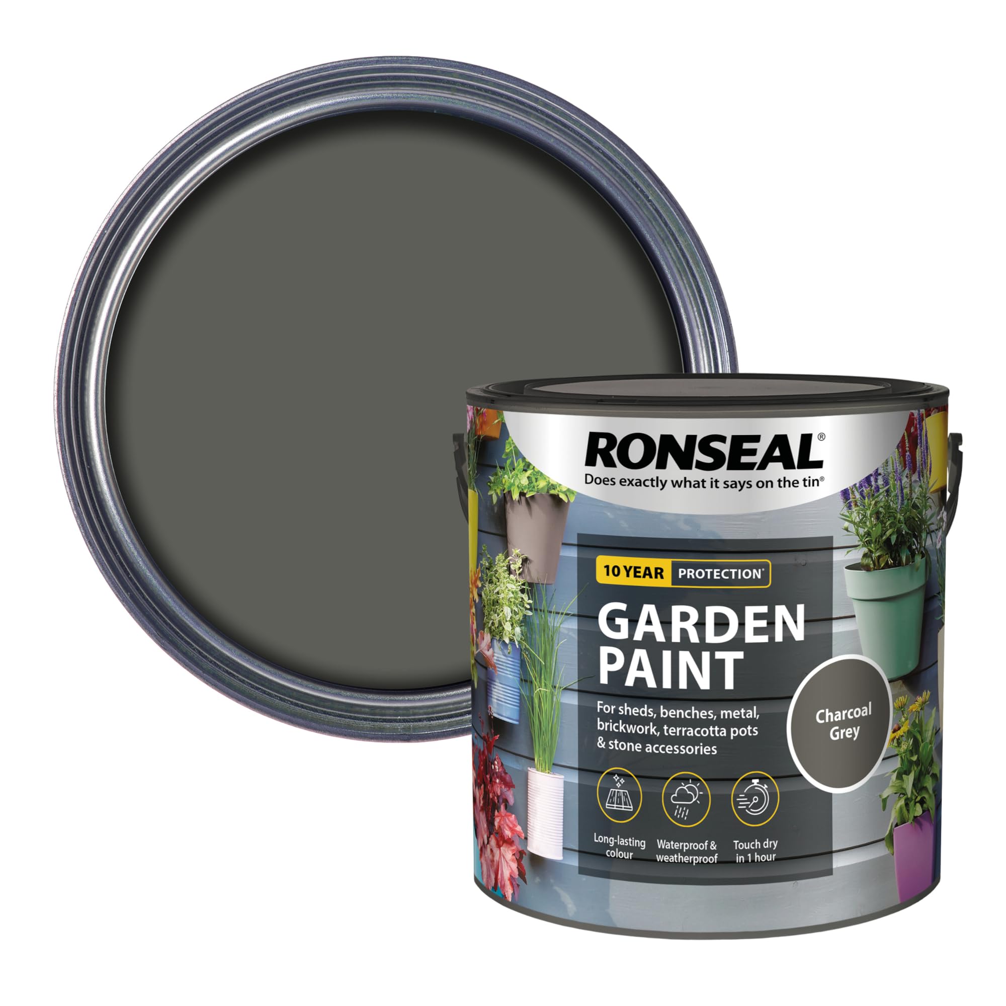 RONSEAL RSLGPCG25L Garden Paint Charcoal, Grey, 2.5 Litre