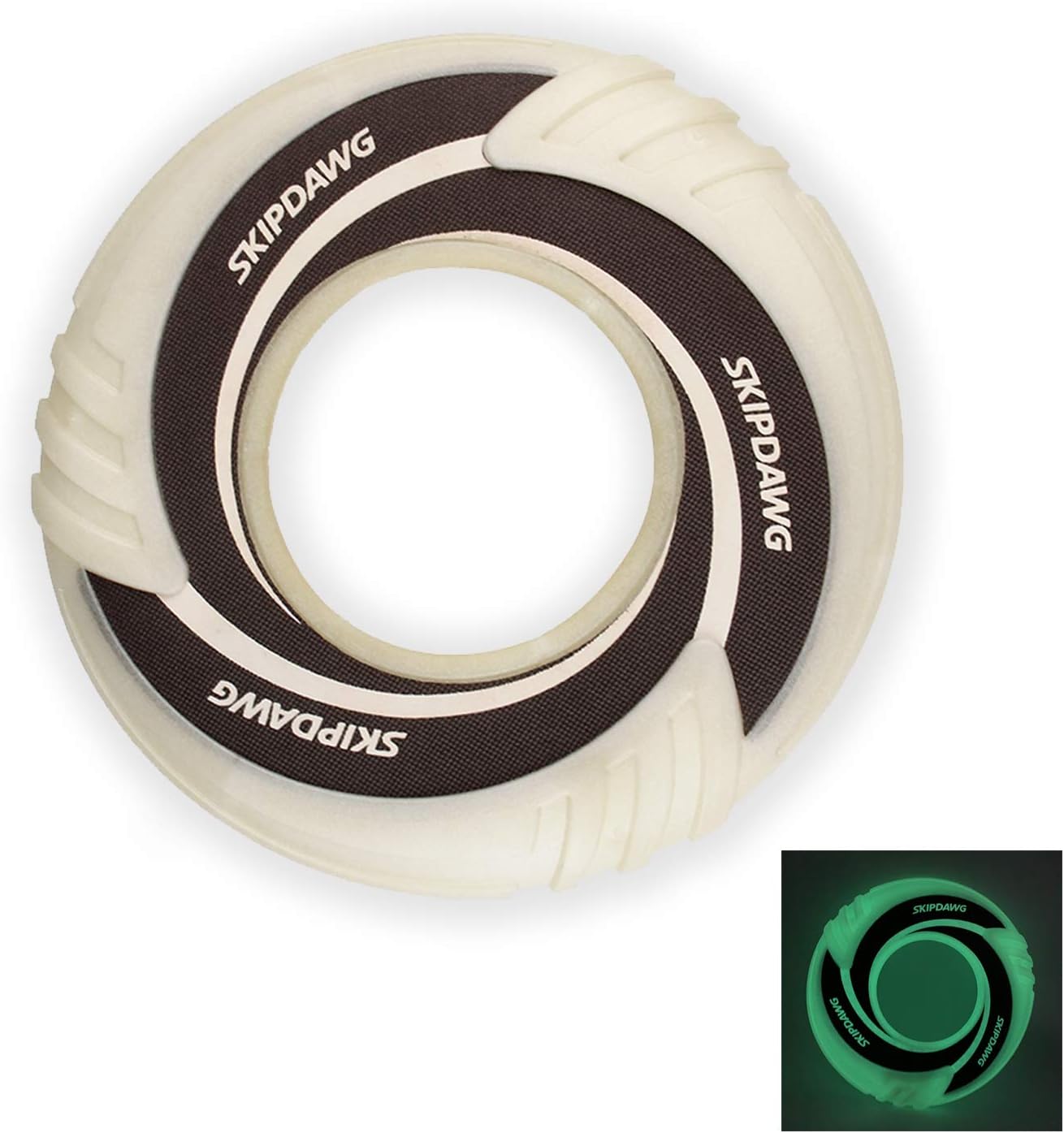 SKIPDAWG Dog Glow Disc Toy, Flying Disc Dog Toy Light Weight TPR/Nylon Fabric Non-Toxic Material