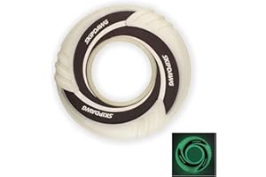 SKIPDAWG Dog Glow Tug Toy, Flying Disc Dog Toy Light Weight TPR/Nylon Fabric Non-Toxic Material, Pet Training Toys/Outdoor Night Exercise Toys for Dogs, Diameter 9 Inches