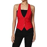 TheMogan Junior's Dressy Casual Racerback Slim Suit Vest Waistcoat Red 3XL