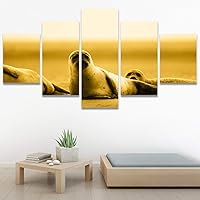 SIGNWIN 5 Panel Canvas Wall Art Modern Art Dolphin Expressive Marine Life Multicolor Nautical Photography Whale for Home Decorations Ready to Hang - 60
