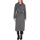 TAHARI Women's Slim Fit Double-faced Soft Wool Blend Wrap Coat With Tie Belt – Long Wool Coat