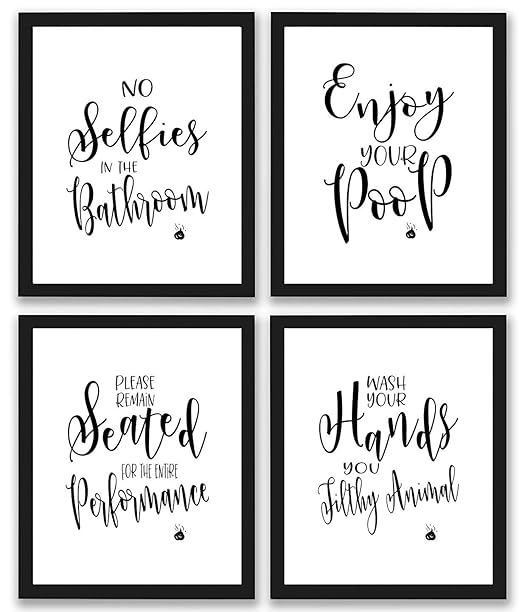 amazoncom bathroom quotes and sayings art prints set of four photos