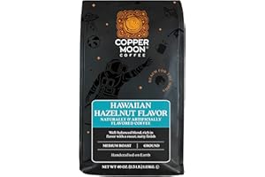 Copper Moon Ground Coffee, Light Roast, Hawaiian Hazelnut Blend, 40 Oz