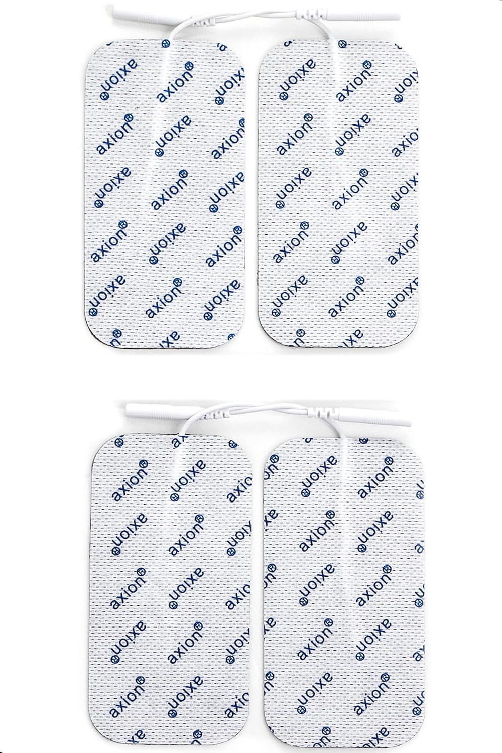 axion Pack of 4 Electrodes. Self-Adhesive Pads 10x5cm for TENS EMS Units with 2mm Connection. Pads for Pain Treatment, Muscle Growth, Toning and Massage