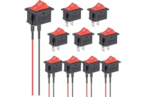 VEXUNGA Rocker Switch 12V Toggle Switch ON Off KCD1 Mini Rocker Switches 2 Pin AC 6A 250V 10A 125V SPST 2 Position Red Square