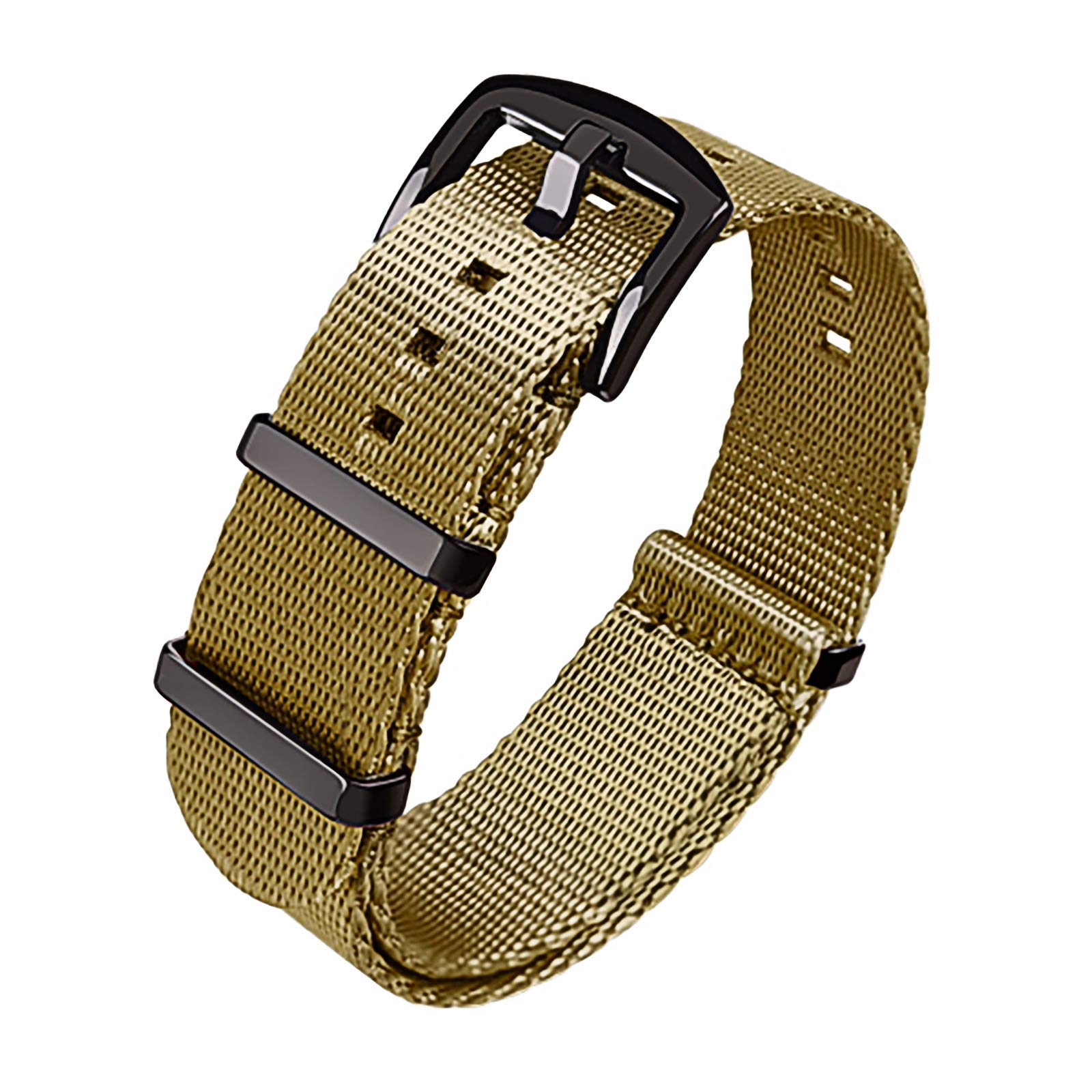 Ritche Military Ballistic Nylon Watch Strap with Heavy Buckle 18mm 20mm 22mm Premium Nylon Watch Bands for Men Women, Khaki Tan / Black, 18mm, Military