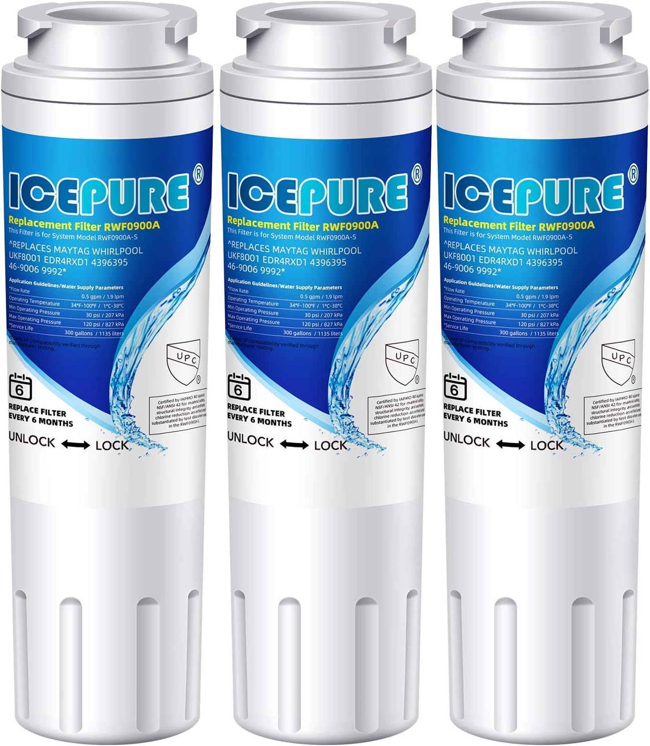 (3 Pack) Refrigerator Water Filter Replacement for Maytag OnePurify