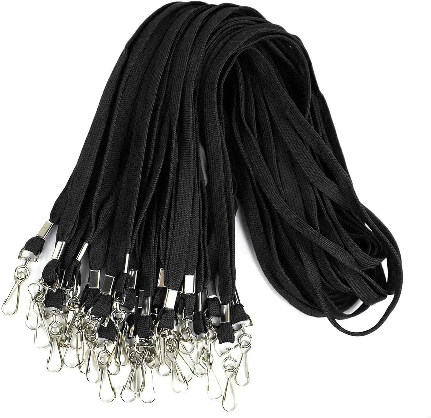 MUXHEL 100PCS Lanyards for Neck 50cm Black Lanyard with J-Hook Key Lanyard Badge lanyard for ID Cards Badge Keys Name Tag