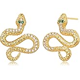 BENEIGE Gold Stud Earrings for Women Dainty 14K Gold Plated Snake Studs Earrings Handmade Hypoallergenic Minimalist Jewelry for Women
