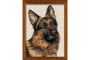 RIOLIS - German Shepherd 1068, Dogs Cross Stitch Kits 9,45" x11,81, Counted Cross Stitch Kits, Counted Cross Stitch Kits for Beginners & Advanced, Cross Stitching Kits for Adults, Dog Embroidery Kit