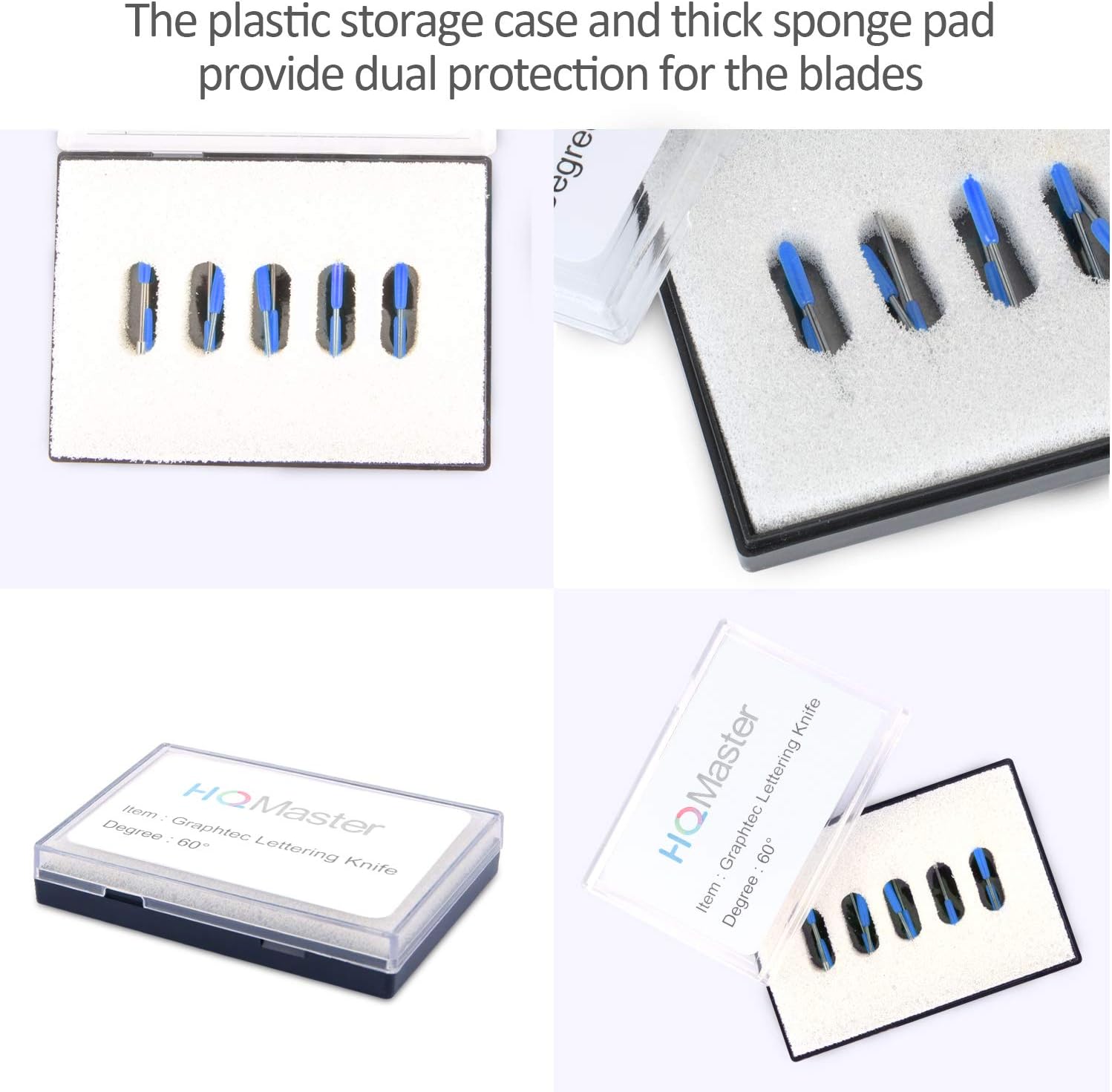 HQMaster 60 Degree Vinyl Cutter Blades Lettering Blade for Graphtec Cutting Plotter, Blue Cap Pack Of 10 with Springs: Home Improvement