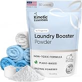 Kinetic Essentials Plant-Based Enzyme Laundry Booster Powder - 50 Loads | Oxygen Boosting Powdered Laundry Additive for Stains &amp; Odor - Boosts Detergent Performance - Hard Water/Cold Wash, Unscented