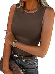 ANRABESS Womens Sleeveless High Neck Tank Tops