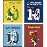 Motivational Soccer Room Decor: Inspirational Quotes Sports Posters - Set of 6 (8x10 In)