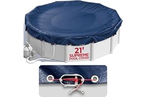 SHOP SQUARE 21 ft Round Pool Cover for Above Ground Pools, Above Ground Cover for Winter, Keeps Out Debris, Cold and UV Resistant, Supreme Mesh, Navy Blue