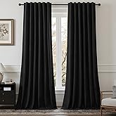 Black Velvet Blackout Curtains 84 Inches, Luxury Soundproof Thermal Insulated Super Soft Curtain Elegant Room Darkening Drape