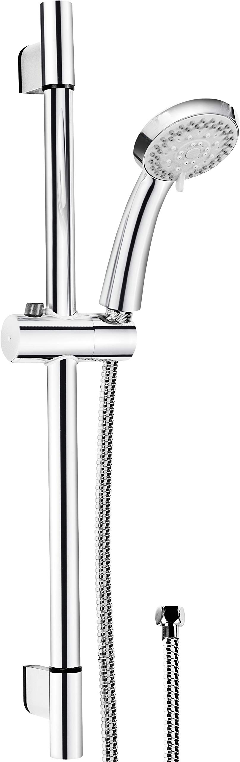 Cornat Fit TECB3451 Shower Head 85.5 mm - 3 Jet Types: Normal, Soft and Massage Jet - Anti-Limescale and Water-Saving Insert - 150 cm Shower Hose - 60 cm Wall Bar/Shower System