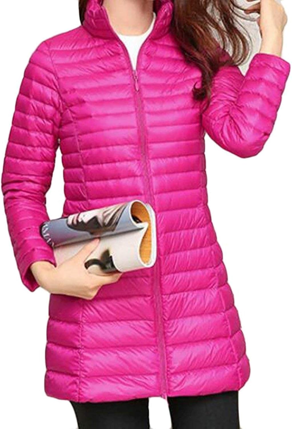 Women's Stand Collar Full Zip MidLength Puffer Coats Down Jackets