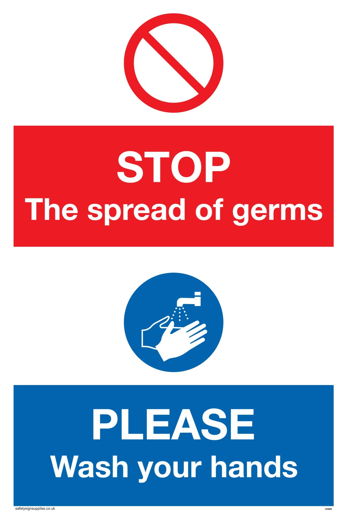 STOP germs PLEASE wash your hands sign - Vinyl/Sticker