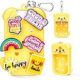 Metyond Dog Silicone Case for Touchland Hand Sanitizer Spray Power Mist 1 FL OZ/30ML for Touchland Case with Keychain, with Cute Charms Accessory Cute Travel Case (1PCS Yellow)