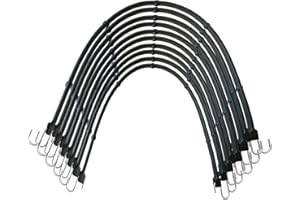 HOXWELL 10 Pack Rubber Adjustable 31' inch Bungee Cords with Hooks, Heavy Duty EPDM Stretch Tie Down Straps for Outdoor, Tarp Covers, Canvas Canopies, Motorcycle, and Cargo 10 Pcs