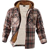 Facitisu Hoodies for Men Sherpa Lined Heavyweight Flannel Jackets Fleece Plaid Winter Warm Coats