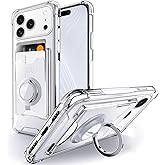 Shields Up Designed for iPhone 17 Pro Max Case, Minimalist Wallet Case with Card Holder (3 Cards) & Ring Stand/Kickstand, [Drop Protection] Slim Protective Cover for iPhone 17 Pro Max (6.9 inch) Clear