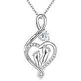 HUKKUN Moss Agate/Key/Miscarriage/Hibiscus/Airplane/Amethyst/Music Note/Phantom of the Opera Necklace Sterling Silver Pendant Necklace for Women Birthday Gifts for Women