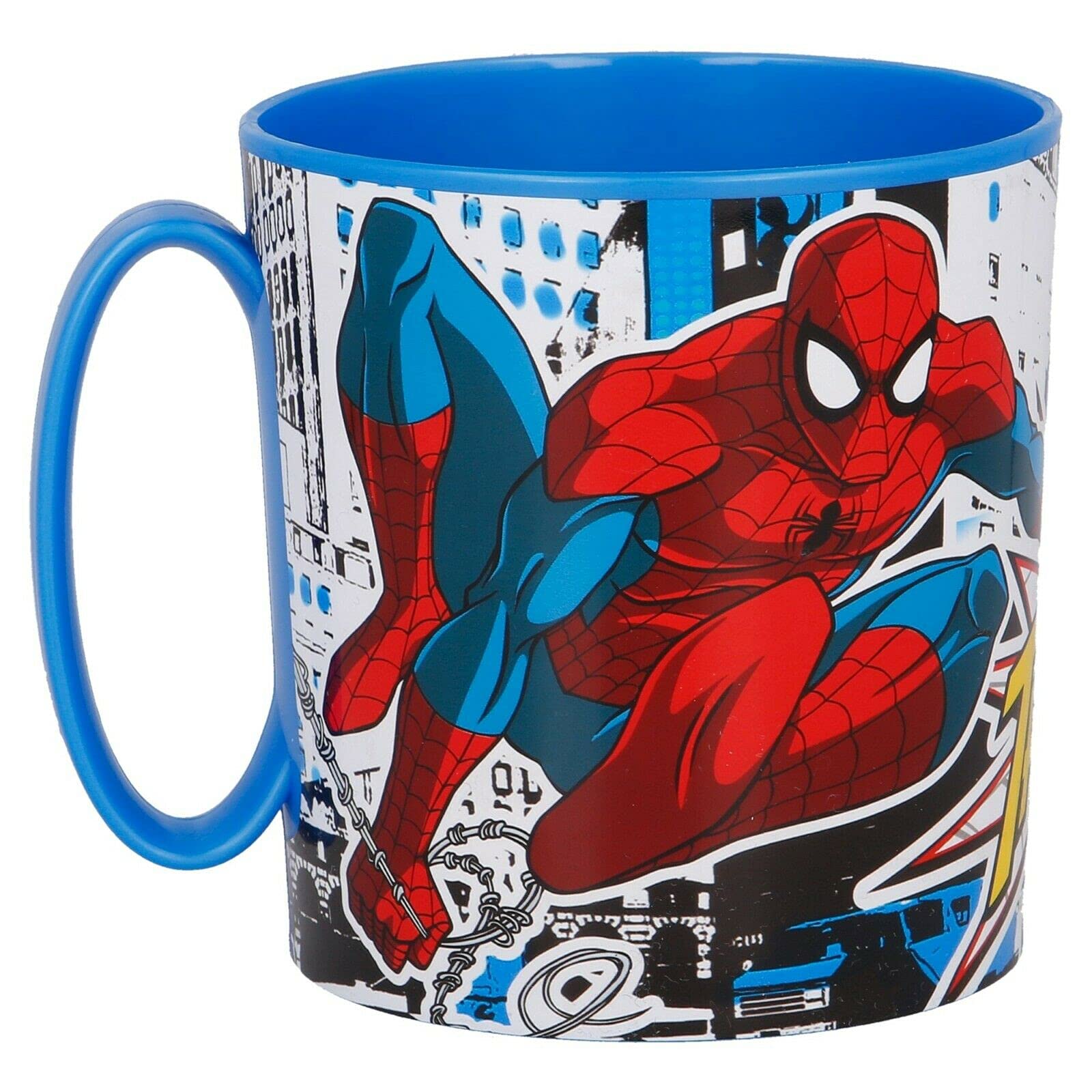 Gold1 Kids Character Licence Mug 350ML Drinking Re-Usable Plastic Cup Microwave Safe (Spiderman Streets)