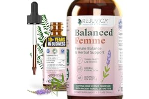 Rejuvica Health Balanced Femme - Advanced Female Balance Support Supplement - Liquid Delivery for Better Absorption - Vitex, Dong Quai, Black Cohosh, Maca Wild Yam & More!