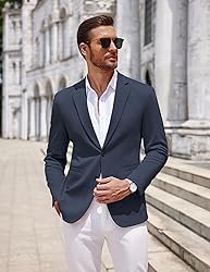 COOFANDY Men Stretch Knitted Blazer Jacket Slim Fit