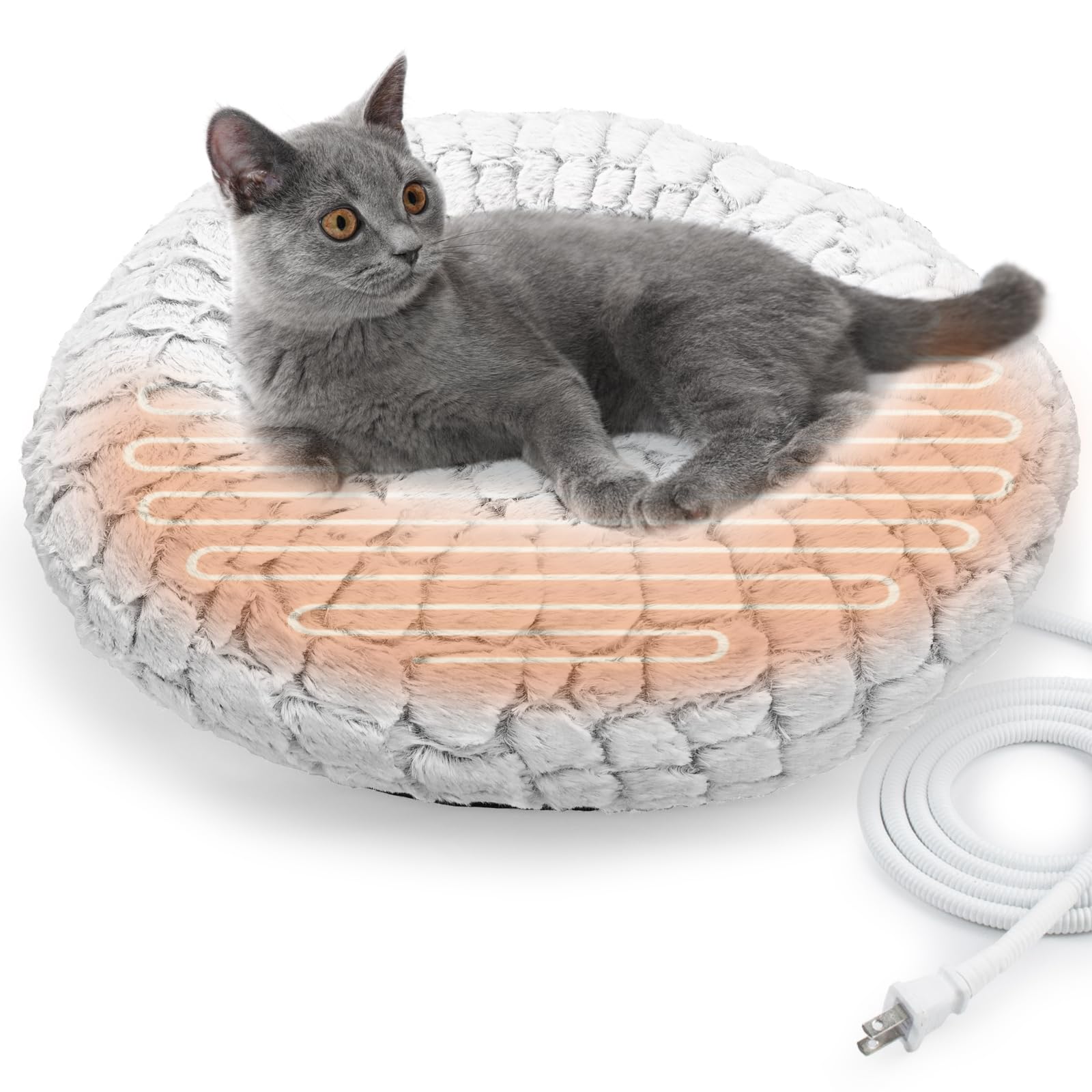 Photo 1 of *******No heating pad just doughnut****** PETZOOKA Heated Cat Bed Indoor, Round Heated Pet Bed for Indoor Cats 19" Soft & Cozy Donut Electric Pet Heating Pad for Kitten Cat