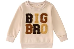 SOFEON Big Brother Sweatshirt Toddler Boy Big Bro Chenille Patch Embroidered Pullover Announcement Long Sleeve Shirt Fall Tops
