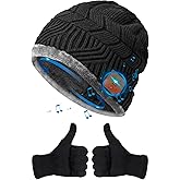 HIGHEVER Bluetooth Beanie Hat Stocking Stuffers for Men Women V5.0 Wireless Musical Bluetooth Cap Beanie with Speaker for Outdoor Winter Sport Tech Birthday Mens Gifts for Him/Teens/Boys/Girls Black