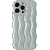 Caseative for iPhone 14 Pro Max Case, Grey | Water Ripple Pattern Curly Wave Frame Soft