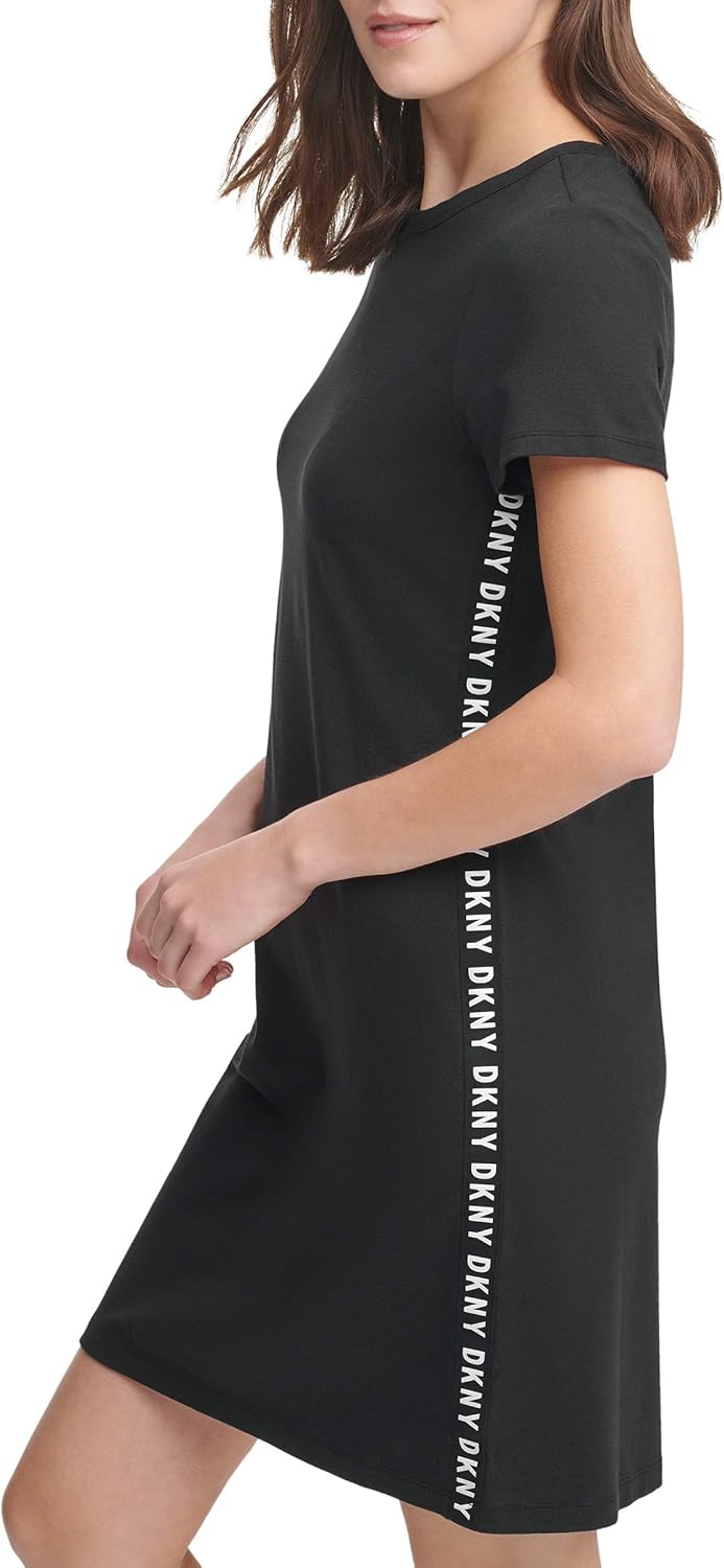 DKNY Damen Side Logo Tape TShirt Dress Kleid, Schwarz, XGroß Amazon