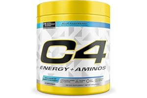 Cellucor C4 Energy + Aminos Powder | 5g BCAAs & EAAs for Muscle Recovery, 3 Electrolytes for Hydration, 100mg Natural Caffeine | Pre Workout | Zero Sugar, 30 Servings, Blue Raspberry