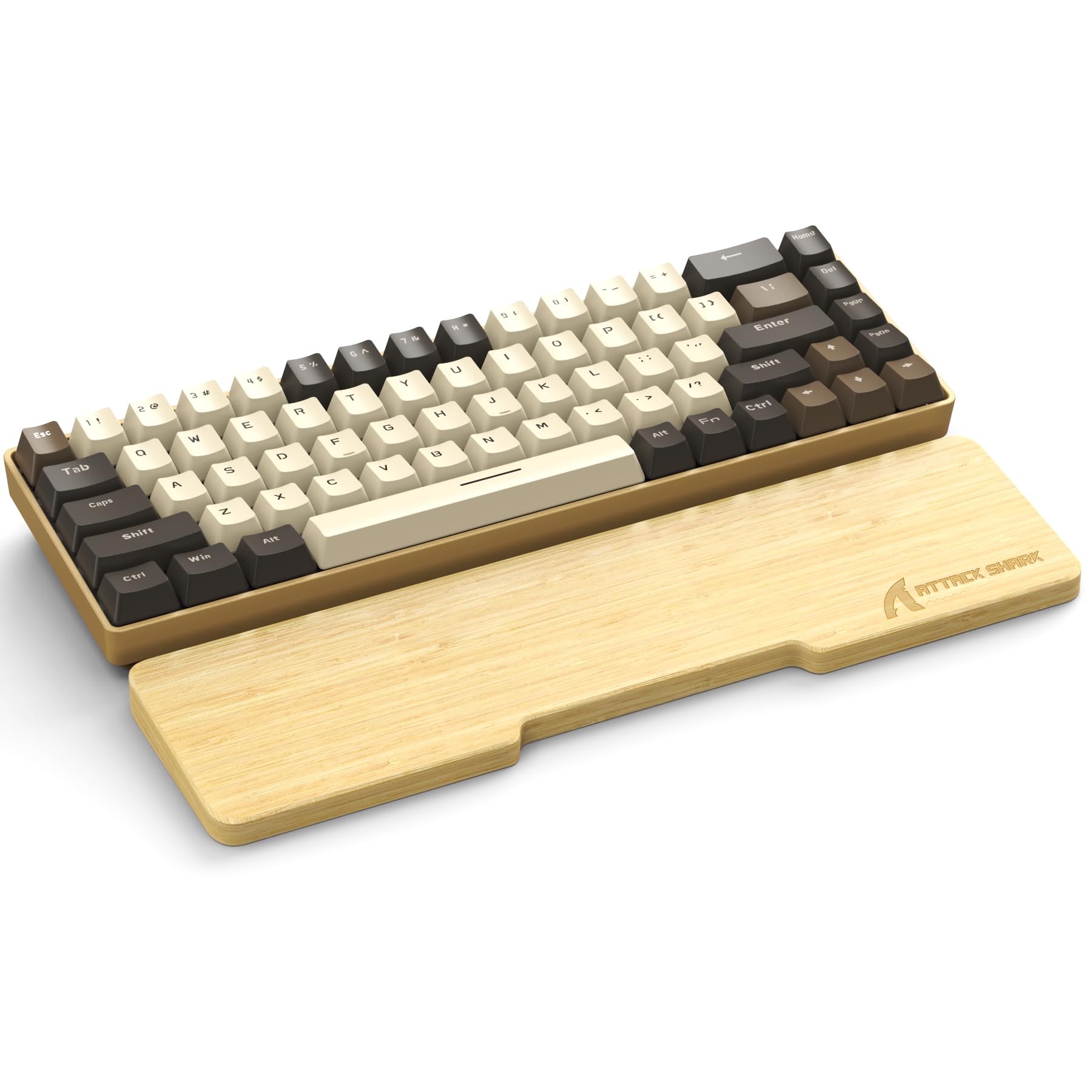 Attack Shark 68 Keys Natural Bamboo Wrist Rest,Ergonomic Hand Rest Support for Improved Typing & Gaming Comfort,Eco-Friendly,Moisture-Resistant,Wooden Feel,Non-Slip,Portable for Mechanical Keyboard