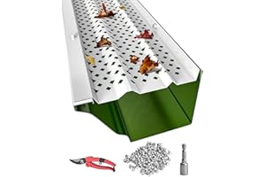 PPOLB Gutter Guards 6 inch, White Painted Aluminum Leaf Filter Rain Gutter Covers with Screws Included, 32 PCS 108FT DIY Gutter Guards Protection for 5-inch and 6-inch Gutters, Fits Any Roof or Gutter Type