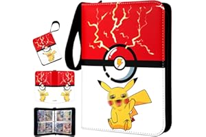 JRAVKFI 4 Pocket Card Binder,Premium 400 Pockets Trading Card Binder,50-Page Double-Sided Storage Collection Book,3-Ring Zipper Trading Card Holder is A Toys Gift for Girls and Boys(Red)