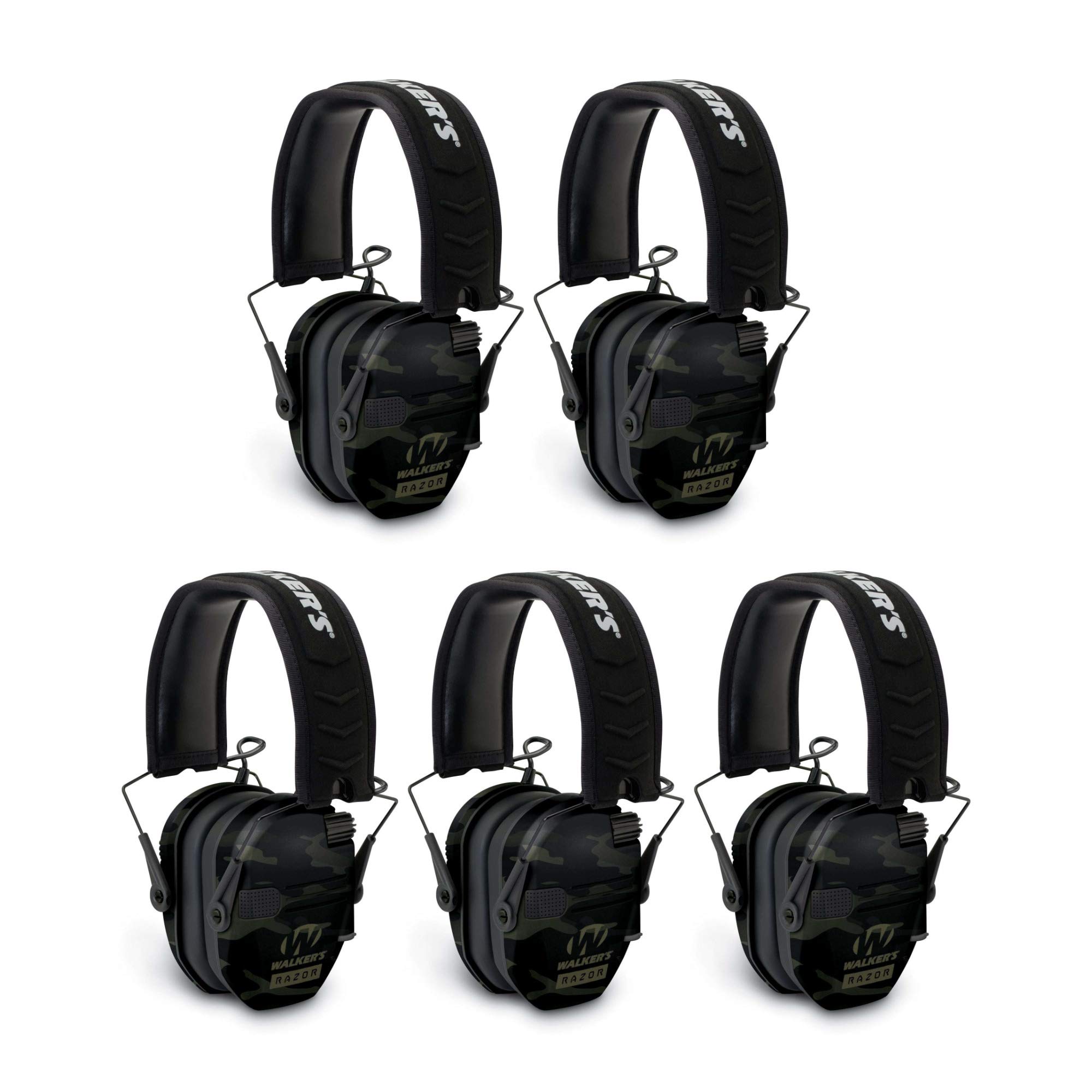 Walkers Razor Slim Electronic Shooting Muffs 5Pack, Multi cam Camo