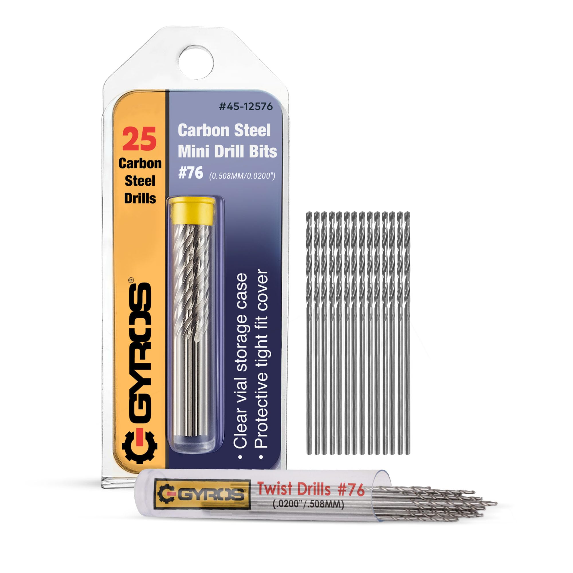 GYROS 25 PCS #76 Micro Drill Bit Set – Small Drill Bits for Jewelry, Plastic, Resin, & Soft Metal – Carbon Steel Wire Gauge Mini Twist Drill Bit Set for Pin Vise Hand Drill & Rotary Tool — image 1