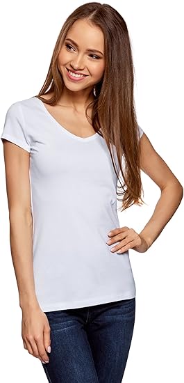 tee shirt blanc col v femme