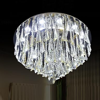 LED Ceiling Light Round Chrome Finish Crystals Crystal Chandelier