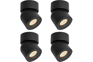 A AISILAN Aisilan 4 Packs LED Dimmable Adjustable Ceiling Spotlight 7W 3000K Aluminum Wired Spotlight Fixtures CRI 97 Surface Mounted Indoor Spot Light for Living Room Hallway Picture Corridor (Black)