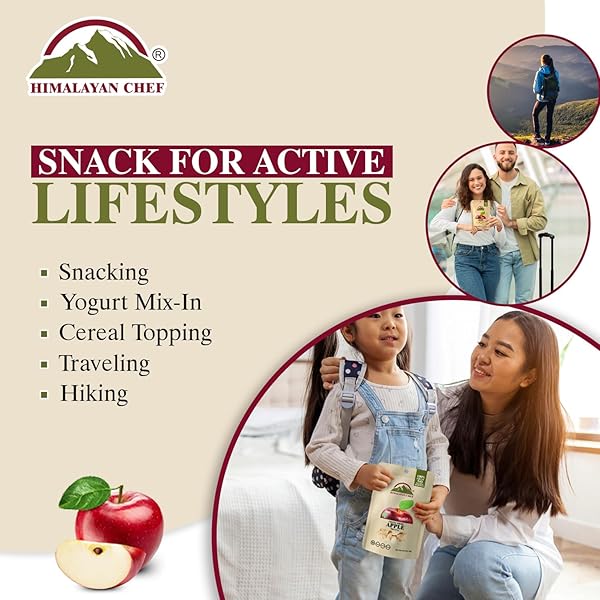 HIMALAYAN CHEF FREEZE-DRIED FRUIT – 15G FREEZE-DRIED APPLE, HEALTHY ORGANIC FRUITS SNACKS FOR KIDS & ADULTS | BABY SNACKS, GLUTEN-FREE DRIEDS FRUIT FOR ON-THE-GO