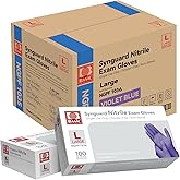 Basic Nitrile Exam Gloves, Medical Violet Blue Gloves Disposable Latex Free Powder-Free For Exam, Food Prep Cleaning, Large Case Of 1000, L, NGPF1036
