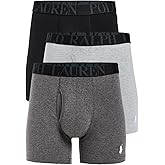 POLO RALPH LAUREN Underwear Boxer Brief, 3-Pack, Stretch Classic Fit, Moisture Wicking Pouch, Regular, Trunk & Long Leg